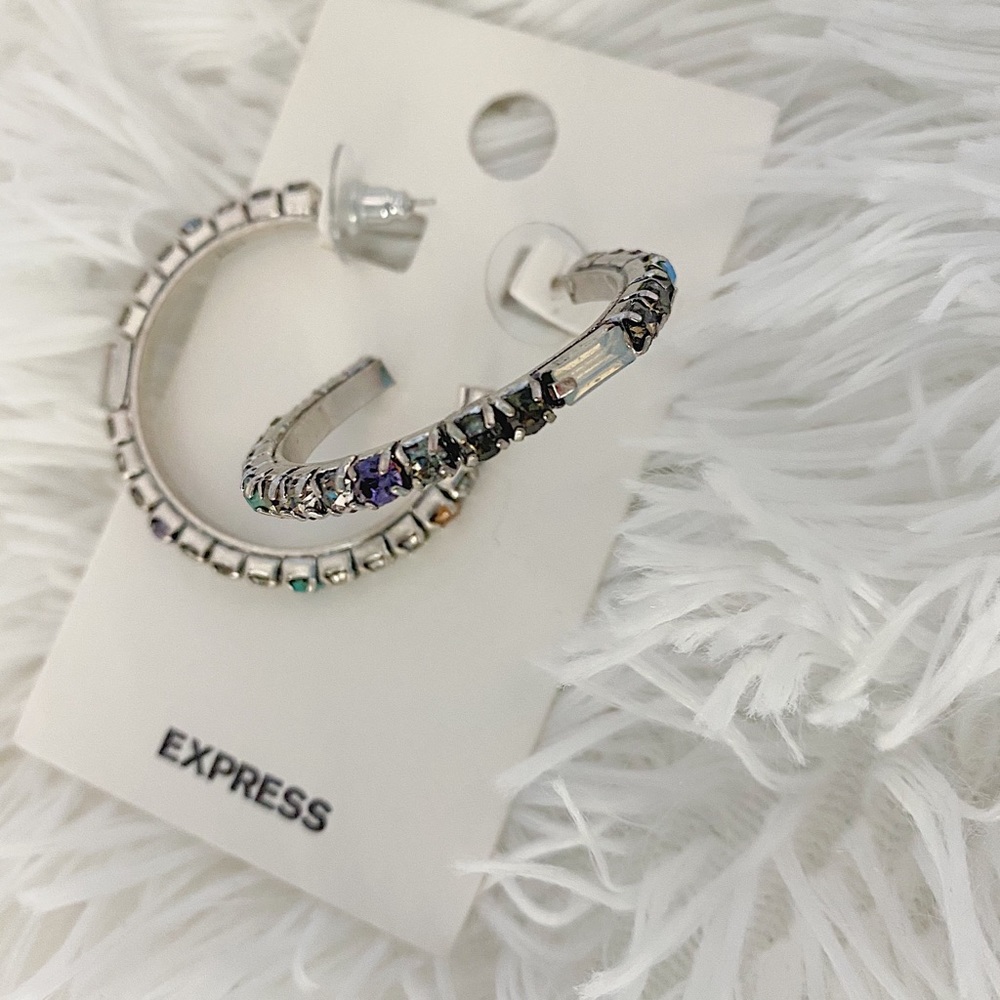 Multicolored Rhinestone Hoops - Picture 2 of 3